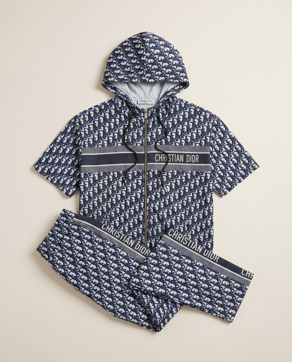 Dior - Oblique Monogram Short-Sleeved Hooded Tracksuit