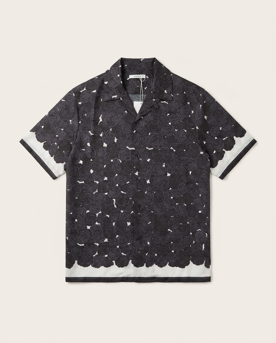 Givenchy - Rose Monogram Short-Sleeve Silk Shirt